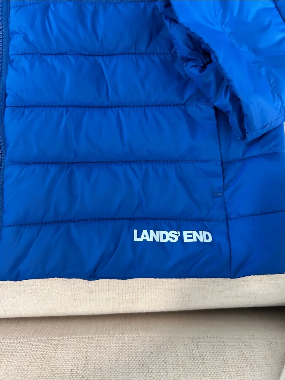 Lands' End Kids Packable Hooded Down Puffer Jacket Coat, BLUE, Size Boys XL, NWT